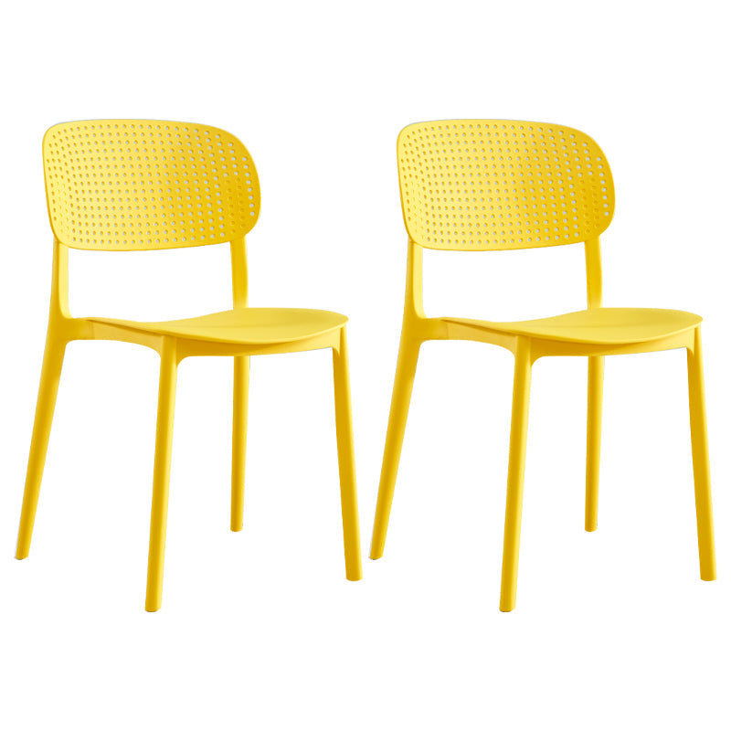 Scandinavian Plastic Dining Kitchen Room Chair Open Back Side Chair Yellow 2 Piece Set Clearhalo ' kitchen&dining_furn' 'Dining Chairs' 'Dining Tables & Seating' 'dining_chair' 'furn' 'furn_dining_chair' 'Furniture' 'furniture_dining_chair' 'Kitchen & Dining Furniture' 'kitchen' 4622002