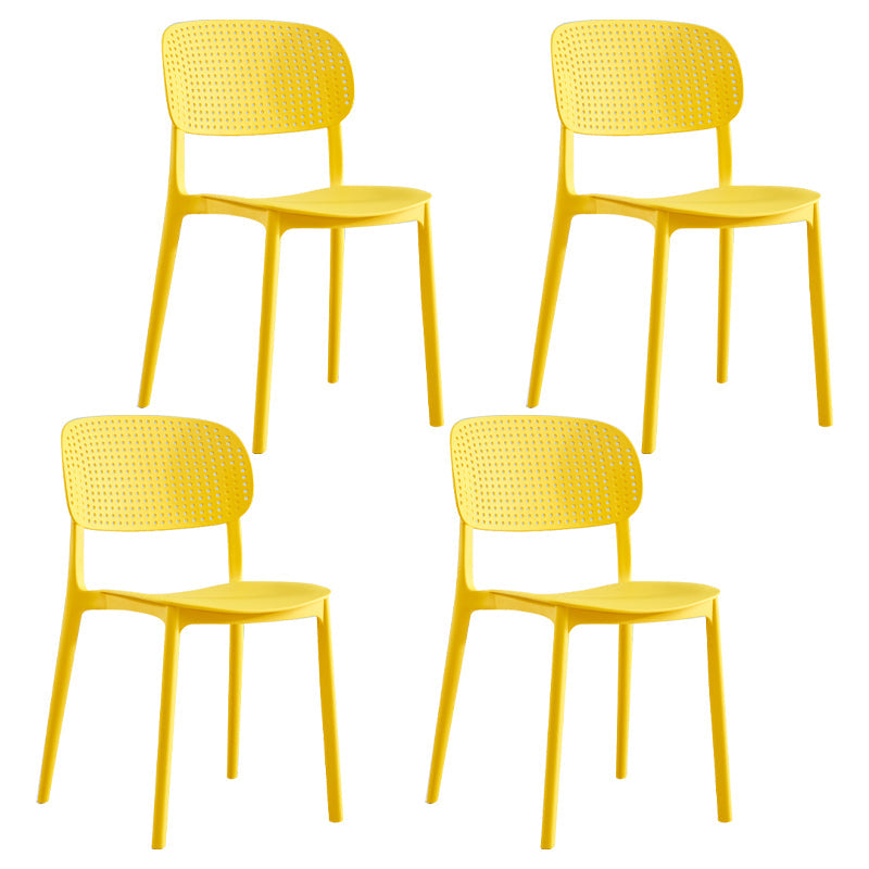 Scandinavian Plastic Dining Kitchen Room Chair Open Back Side Chair Yellow 4 Piece Set Clearhalo ' kitchen&dining_furn' 'Dining Chairs' 'Dining Tables & Seating' 'dining_chair' 'furn' 'furn_dining_chair' 'Furniture' 'furniture_dining_chair' 'Kitchen & Dining Furniture' 'kitchen' 4622003