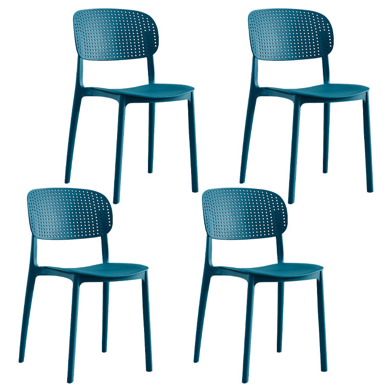 Scandinavian Plastic Dining Kitchen Room Chair Open Back Side Chair Blue 4 Piece Set Clearhalo ' kitchen&dining_furn' 'Dining Chairs' 'Dining Tables & Seating' 'dining_chair' 'furn' 'furn_dining_chair' 'Furniture' 'furniture_dining_chair' 'Kitchen & Dining Furniture' 'kitchen' 4622006