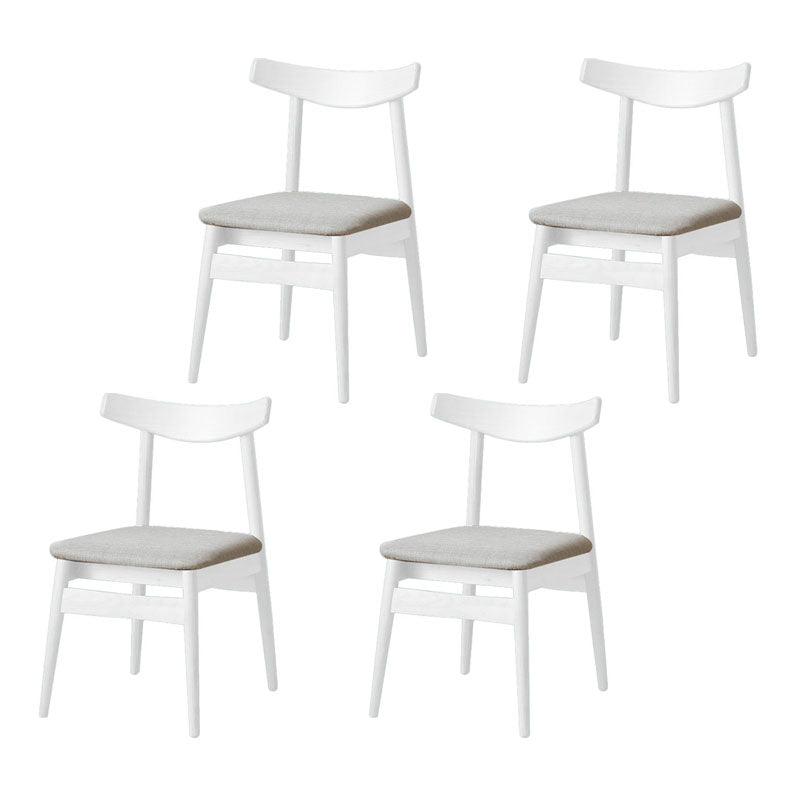 Contemporary Style Open Back Chairs Dining Armless Chair with Wooden Legs for Kitchen White 4 Piece Set Clearhalo ' kitchen&dining_furn' 'Dining Chairs' 'Dining Tables & Seating' 'dining_chair' 'furn' 'furn_dining_chair' 'Furniture' 'furniture_dining_chair' 'Kitchen & Dining Furniture' 'kitchen' 4622021