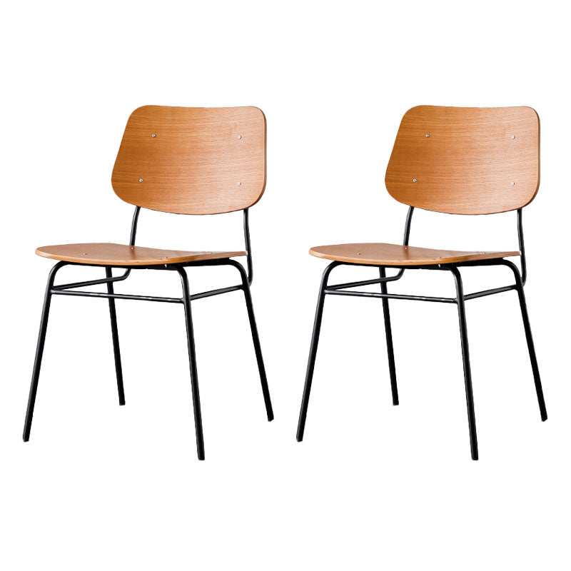 Industrial Style Open Back Armless Dining Chairs Wooden Dining Chairs for Home Brown 2 Piece Set Clearhalo ' kitchen&dining_furn' 'Dining Chairs' 'Dining Tables & Seating' 'dining_chair' 'furn' 'furn_dining_chair' 'Furniture' 'furniture_dining_chair' 'Kitchen & Dining Furniture' 'kitchen' 4622038