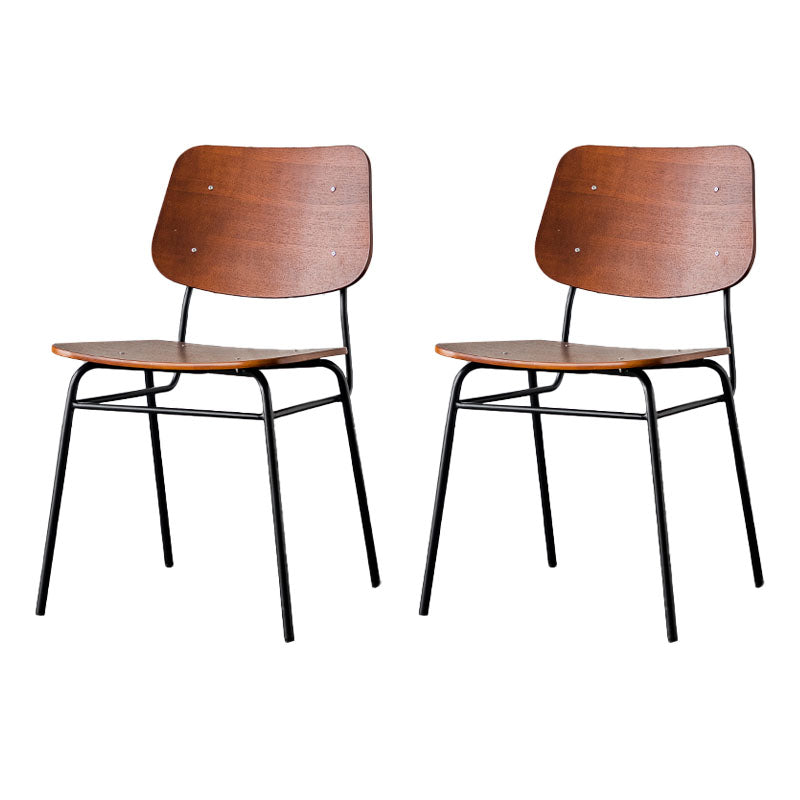 Industrial Style Open Back Armless Dining Chairs Wooden Dining Chairs for Home Walnut 2 Piece Set Clearhalo ' kitchen&dining_furn' 'Dining Chairs' 'Dining Tables & Seating' 'dining_chair' 'furn' 'furn_dining_chair' 'Furniture' 'furniture_dining_chair' 'Kitchen & Dining Furniture' 'kitchen' 4622050