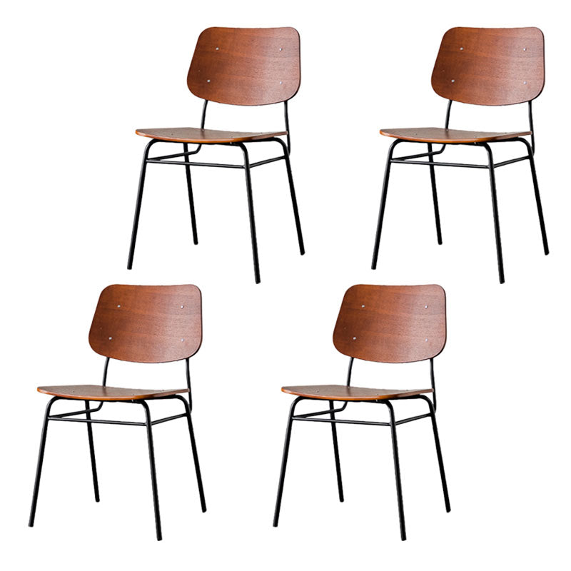 Industrial Style Open Back Armless Dining Chairs Wooden Dining Chairs for Home Walnut 4 Piece Set Clearhalo ' kitchen&dining_furn' 'Dining Chairs' 'Dining Tables & Seating' 'dining_chair' 'furn' 'furn_dining_chair' 'Furniture' 'furniture_dining_chair' 'Kitchen & Dining Furniture' 'kitchen' 4622051