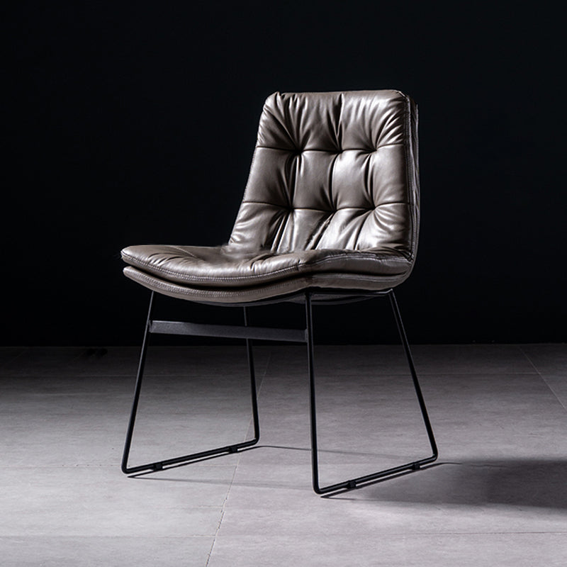 Contemporary Chair Dining Armless Chairs with Metal Legs for Kitchen Dark Gray 1 Piece Clearhalo ' kitchen&dining_furn' 'Dining Chairs' 'Dining Tables & Seating' 'dining_chair' 'furn' 'furn_dining_chair' 'Furniture' 'furniture_dining_chair' 'Kitchen & Dining Furniture' 'kitchen' 4622072