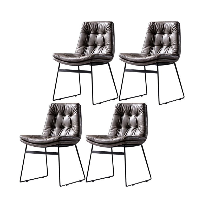 Contemporary Chair Dining Armless Chairs with Metal Legs for Kitchen Dark Gray 4 Piece Set Clearhalo ' kitchen&dining_furn' 'Dining Chairs' 'Dining Tables & Seating' 'dining_chair' 'furn' 'furn_dining_chair' 'Furniture' 'furniture_dining_chair' 'Kitchen & Dining Furniture' 'kitchen' 4622076