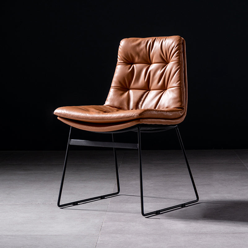 Contemporary Chair Dining Armless Chairs with Metal Legs for Kitchen Brown 1 Piece Clearhalo ' kitchen&dining_furn' 'Dining Chairs' 'Dining Tables & Seating' 'dining_chair' 'furn' 'furn_dining_chair' 'Furniture' 'furniture_dining_chair' 'Kitchen & Dining Furniture' 'kitchen' 4622084