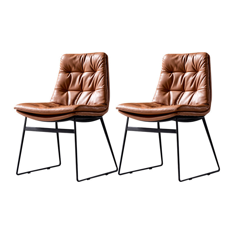 Contemporary Chair Dining Armless Chairs with Metal Legs for Kitchen Brown 2 Piece Set Clearhalo ' kitchen&dining_furn' 'Dining Chairs' 'Dining Tables & Seating' 'dining_chair' 'furn' 'furn_dining_chair' 'Furniture' 'furniture_dining_chair' 'Kitchen & Dining Furniture' 'kitchen' 4622085