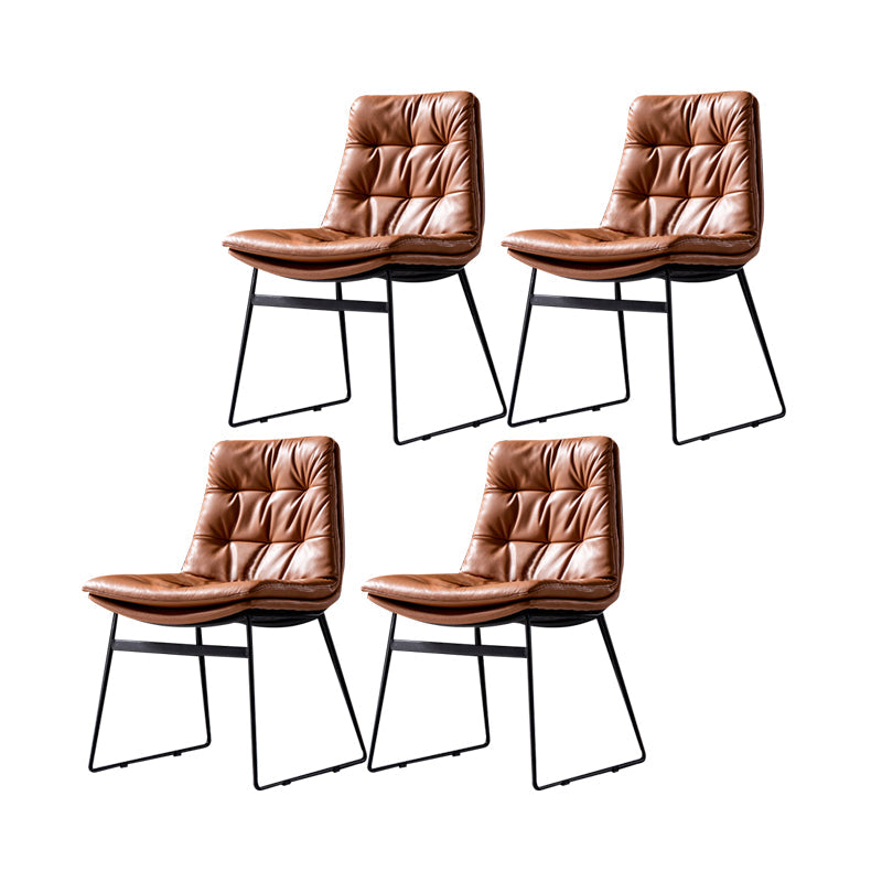 Contemporary Chair Dining Armless Chairs with Metal Legs for Kitchen Brown 4 Piece Set Clearhalo ' kitchen&dining_furn' 'Dining Chairs' 'Dining Tables & Seating' 'dining_chair' 'furn' 'furn_dining_chair' 'Furniture' 'furniture_dining_chair' 'Kitchen & Dining Furniture' 'kitchen' 4622086
