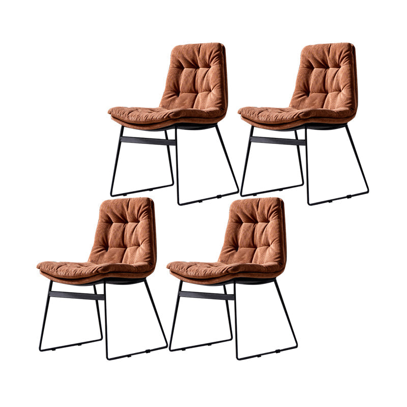 Contemporary Chair Dining Armless Chairs with Metal Legs for Kitchen Light Brown 4 Piece Set Clearhalo ' kitchen&dining_furn' 'Dining Chairs' 'Dining Tables & Seating' 'dining_chair' 'furn' 'furn_dining_chair' 'Furniture' 'furniture_dining_chair' 'Kitchen & Dining Furniture' 'kitchen' 4622092