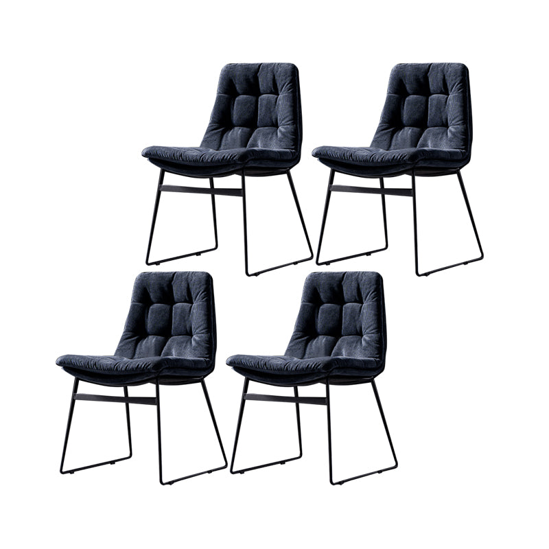 Contemporary Chair Dining Armless Chairs with Metal Legs for Kitchen Dark Blue 4 Piece Set Clearhalo ' kitchen&dining_furn' 'Dining Chairs' 'Dining Tables & Seating' 'dining_chair' 'furn' 'furn_dining_chair' 'Furniture' 'furniture_dining_chair' 'Kitchen & Dining Furniture' 'kitchen' 4622101