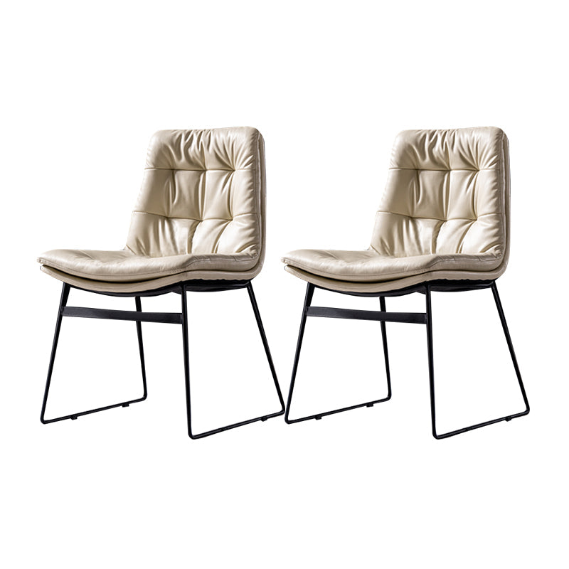 Contemporary Chair Dining Armless Chairs with Metal Legs for Kitchen Off-White 2 Piece Set Clearhalo ' kitchen&dining_furn' 'Dining Chairs' 'Dining Tables & Seating' 'dining_chair' 'furn' 'furn_dining_chair' 'Furniture' 'furniture_dining_chair' 'Kitchen & Dining Furniture' 'kitchen' 4622106