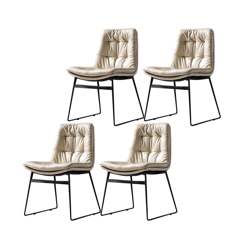 Contemporary Chair Dining Armless Chairs with Metal Legs for Kitchen Off-White 4 Piece Set Clearhalo ' kitchen&dining_furn' 'Dining Chairs' 'Dining Tables & Seating' 'dining_chair' 'furn' 'furn_dining_chair' 'Furniture' 'furniture_dining_chair' 'Kitchen & Dining Furniture' 'kitchen' 4622107
