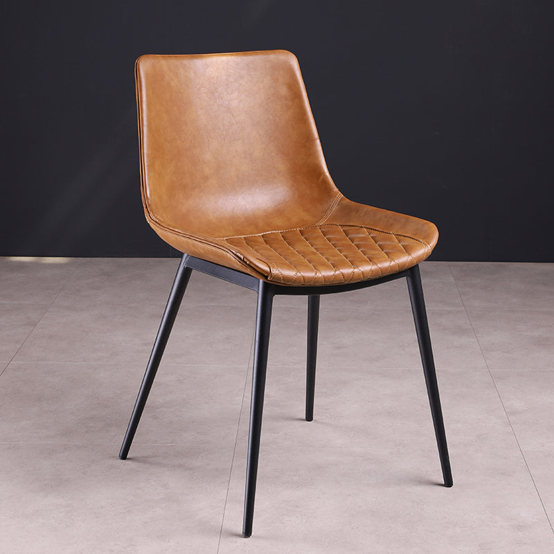 Contemporary Chairs Dining Armless Chairs with Metal Legs for Kitchen Brown 1 Piece Clearhalo ' kitchen&dining_furn' 'Dining Chairs' 'Dining Tables & Seating' 'dining_chair' 'furn' 'furn_dining_chair' 'Furniture' 'furniture_dining_chair' 'Kitchen & Dining Furniture' 'kitchen' 4622115