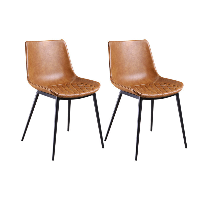 Contemporary Chairs Dining Armless Chairs with Metal Legs for Kitchen Brown 2 Piece Set Clearhalo ' kitchen&dining_furn' 'Dining Chairs' 'Dining Tables & Seating' 'dining_chair' 'furn' 'furn_dining_chair' 'Furniture' 'furniture_dining_chair' 'Kitchen & Dining Furniture' 'kitchen' 4622117