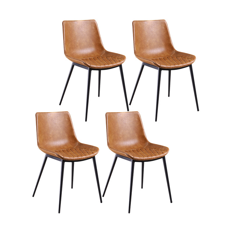 Contemporary Chairs Dining Armless Chairs with Metal Legs for Kitchen Brown 4 Piece Set Clearhalo ' kitchen&dining_furn' 'Dining Chairs' 'Dining Tables & Seating' 'dining_chair' 'furn' 'furn_dining_chair' 'Furniture' 'furniture_dining_chair' 'Kitchen & Dining Furniture' 'kitchen' 4622120