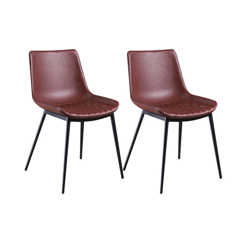 Contemporary Chairs Dining Armless Chairs with Metal Legs for Kitchen Burgundy 2 Piece Set Clearhalo ' kitchen&dining_furn' 'Dining Chairs' 'Dining Tables & Seating' 'dining_chair' 'furn' 'furn_dining_chair' 'Furniture' 'furniture_dining_chair' 'Kitchen & Dining Furniture' 'kitchen' 4622130