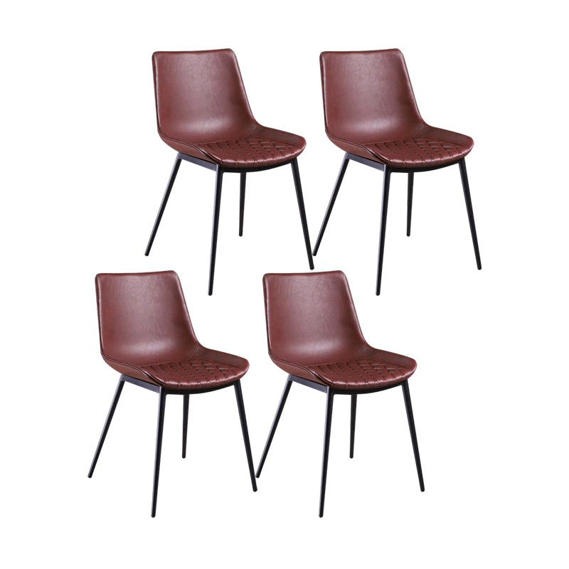 Contemporary Chairs Dining Armless Chairs with Metal Legs for Kitchen Burgundy 4 Piece Set Clearhalo ' kitchen&dining_furn' 'Dining Chairs' 'Dining Tables & Seating' 'dining_chair' 'furn' 'furn_dining_chair' 'Furniture' 'furniture_dining_chair' 'Kitchen & Dining Furniture' 'kitchen' 4622132
