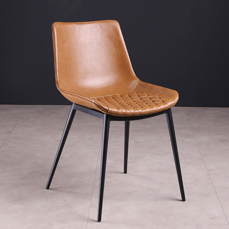 Contemporary Chairs Dining Armless Chairs with Metal Legs for Kitchen Dark Brown 1 Piece Clearhalo ' kitchen&dining_furn' 'Dining Chairs' 'Dining Tables & Seating' 'dining_chair' 'furn' 'furn_dining_chair' 'Furniture' 'furniture_dining_chair' 'Kitchen & Dining Furniture' 'kitchen' 4622133