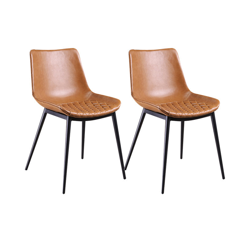 Contemporary Chairs Dining Armless Chairs with Metal Legs for Kitchen Dark Brown 2 Piece Set Clearhalo ' kitchen&dining_furn' 'Dining Chairs' 'Dining Tables & Seating' 'dining_chair' 'furn' 'furn_dining_chair' 'Furniture' 'furniture_dining_chair' 'Kitchen & Dining Furniture' 'kitchen' 4622134