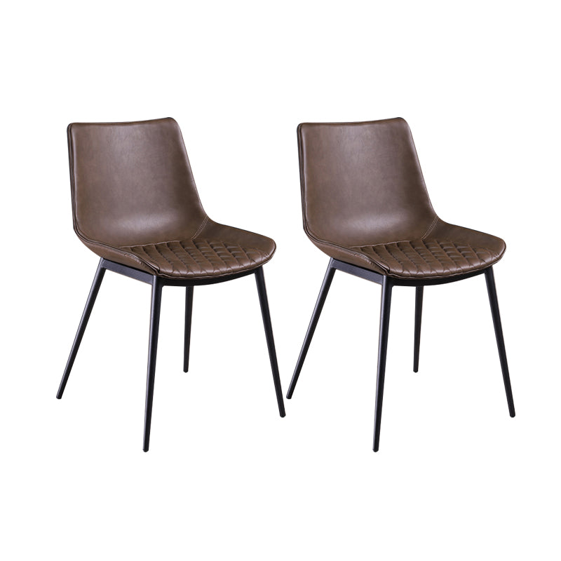 Contemporary Chairs Dining Armless Chairs with Metal Legs for Kitchen Dark Khaki 2 Piece Set Clearhalo ' kitchen&dining_furn' 'Dining Chairs' 'Dining Tables & Seating' 'dining_chair' 'furn' 'furn_dining_chair' 'Furniture' 'furniture_dining_chair' 'Kitchen & Dining Furniture' 'kitchen' 4622137