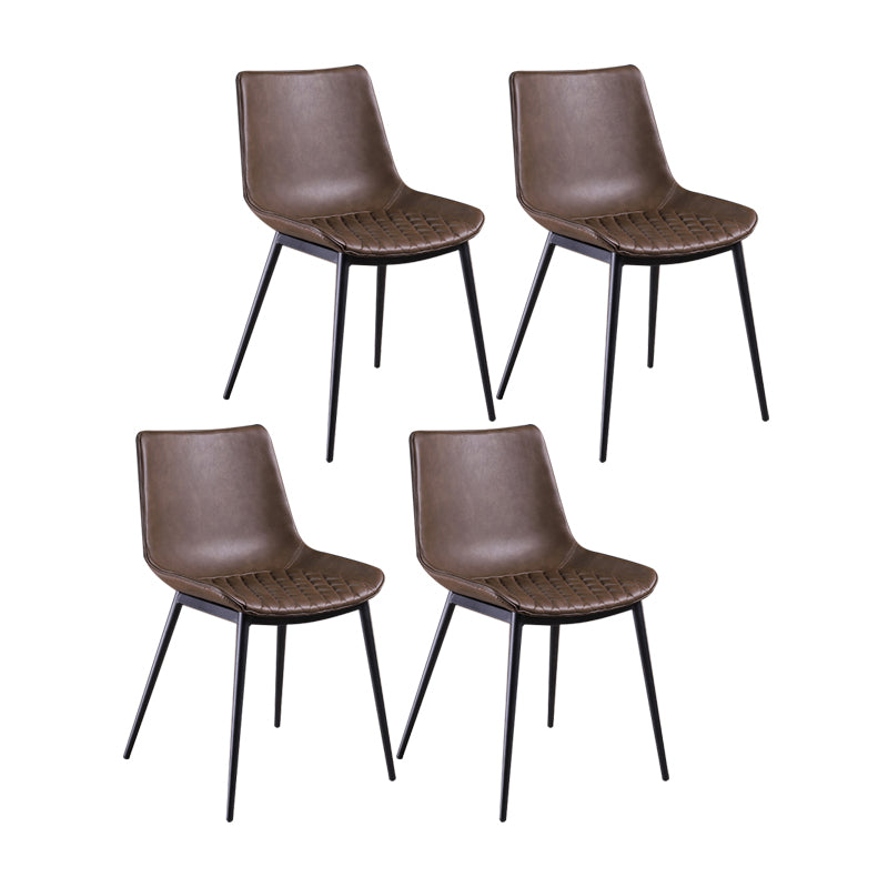 Contemporary Chairs Dining Armless Chairs with Metal Legs for Kitchen Dark Khaki 4 Piece Set Clearhalo ' kitchen&dining_furn' 'Dining Chairs' 'Dining Tables & Seating' 'dining_chair' 'furn' 'furn_dining_chair' 'Furniture' 'furniture_dining_chair' 'Kitchen & Dining Furniture' 'kitchen' 4622138