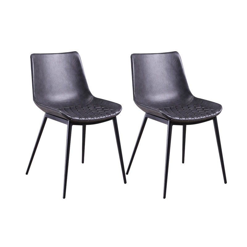 Contemporary Chairs Dining Armless Chairs with Metal Legs for Kitchen Dark Gray-Black 2 Piece Set Clearhalo ' kitchen&dining_furn' 'Dining Chairs' 'Dining Tables & Seating' 'dining_chair' 'furn' 'furn_dining_chair' 'Furniture' 'furniture_dining_chair' 'Kitchen & Dining Furniture' 'kitchen' 4622143