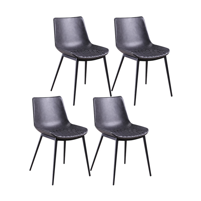 Contemporary Chairs Dining Armless Chairs with Metal Legs for Kitchen Dark Gray-Black 4 Piece Set Clearhalo ' kitchen&dining_furn' 'Dining Chairs' 'Dining Tables & Seating' 'dining_chair' 'furn' 'furn_dining_chair' 'Furniture' 'furniture_dining_chair' 'Kitchen & Dining Furniture' 'kitchen' 4622144