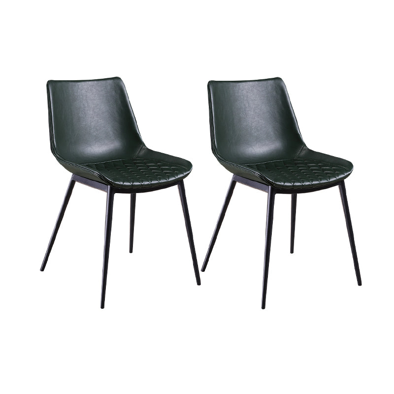 Contemporary Chairs Dining Armless Chairs with Metal Legs for Kitchen Blackish Green 2 Piece Set Clearhalo ' kitchen&dining_furn' 'Dining Chairs' 'Dining Tables & Seating' 'dining_chair' 'furn' 'furn_dining_chair' 'Furniture' 'furniture_dining_chair' 'Kitchen & Dining Furniture' 'kitchen' 4622146
