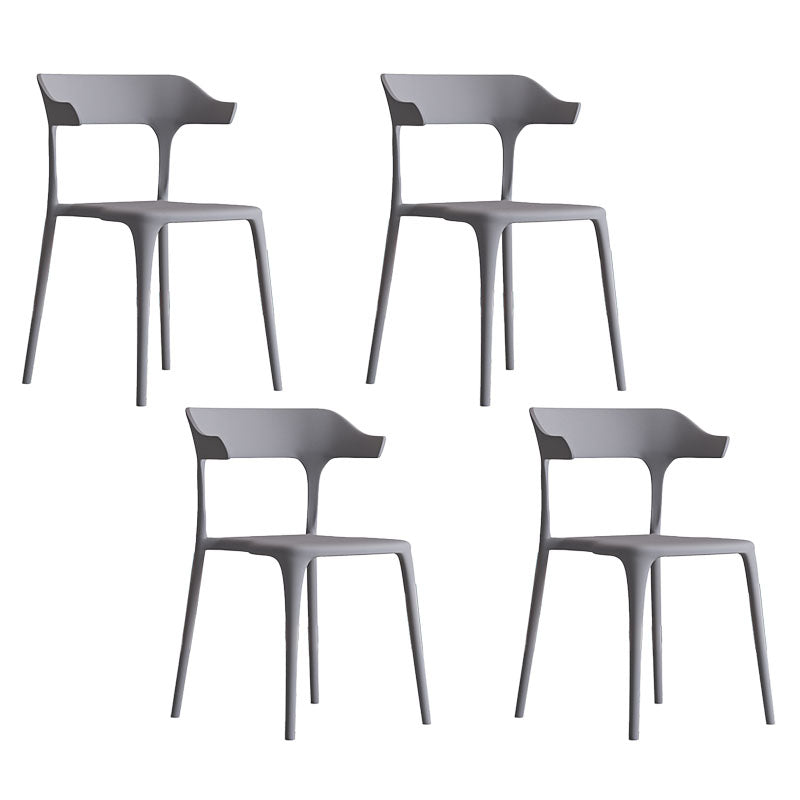 Nordic Style Plastic Dining Chairs Open Back Dining Side Chair for Home Use Grey 4 Piece Set Clearhalo ' kitchen&dining_furn' 'Dining Chairs' 'Dining Tables & Seating' 'dining_chair' 'furn' 'furn_dining_chair' 'Furniture' 'furniture_dining_chair' 'Kitchen & Dining Furniture' 'kitchen' 4622174