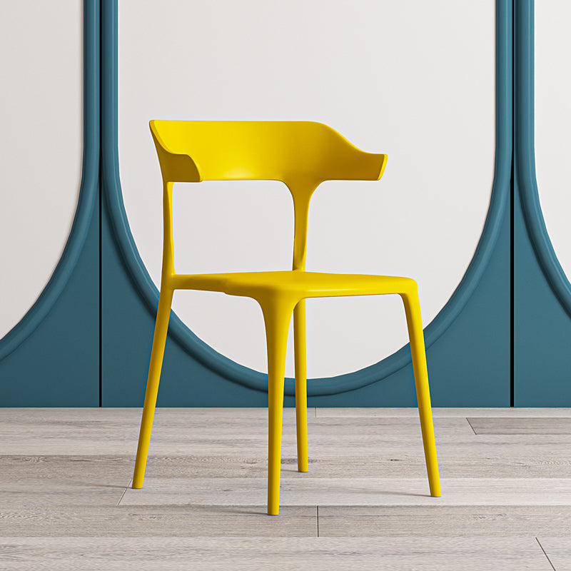 Nordic Style Plastic Dining Chairs Open Back Dining Side Chair for Home Use Yellow 1 Piece Clearhalo ' kitchen&dining_furn' 'Dining Chairs' 'Dining Tables & Seating' 'dining_chair' 'furn' 'furn_dining_chair' 'Furniture' 'furniture_dining_chair' 'Kitchen & Dining Furniture' 'kitchen' 4622176