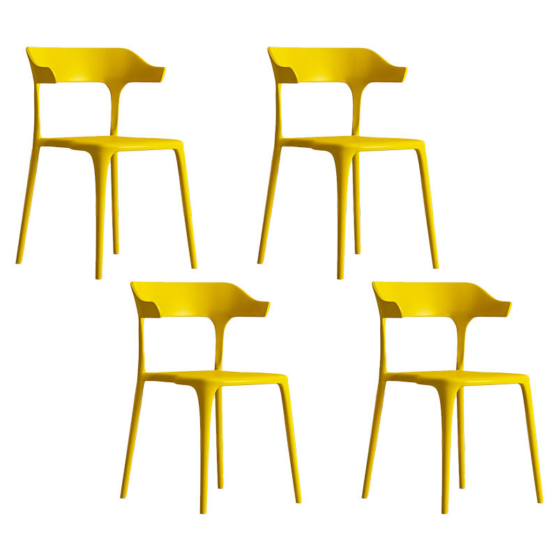 Nordic Style Plastic Dining Chairs Open Back Dining Side Chair for Home Use Yellow 4 Piece Set Clearhalo ' kitchen&dining_furn' 'Dining Chairs' 'Dining Tables & Seating' 'dining_chair' 'furn' 'furn_dining_chair' 'Furniture' 'furniture_dining_chair' 'Kitchen & Dining Furniture' 'kitchen' 4622181