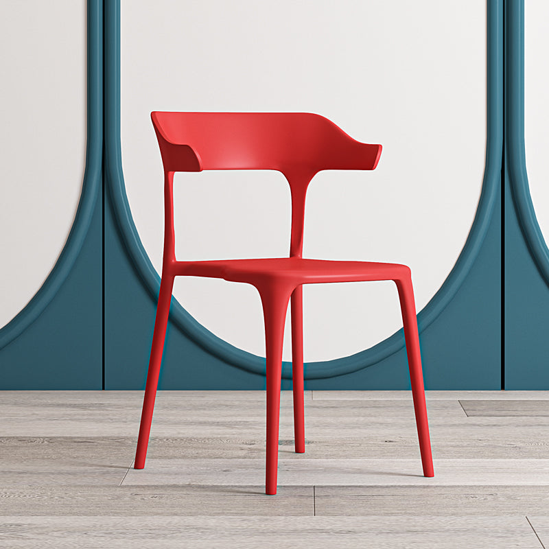 Nordic Style Plastic Dining Chairs Open Back Dining Side Chair for Home Use Red 1 Piece Clearhalo ' kitchen&dining_furn' 'Dining Chairs' 'Dining Tables & Seating' 'dining_chair' 'furn' 'furn_dining_chair' 'Furniture' 'furniture_dining_chair' 'Kitchen & Dining Furniture' 'kitchen' 4622182