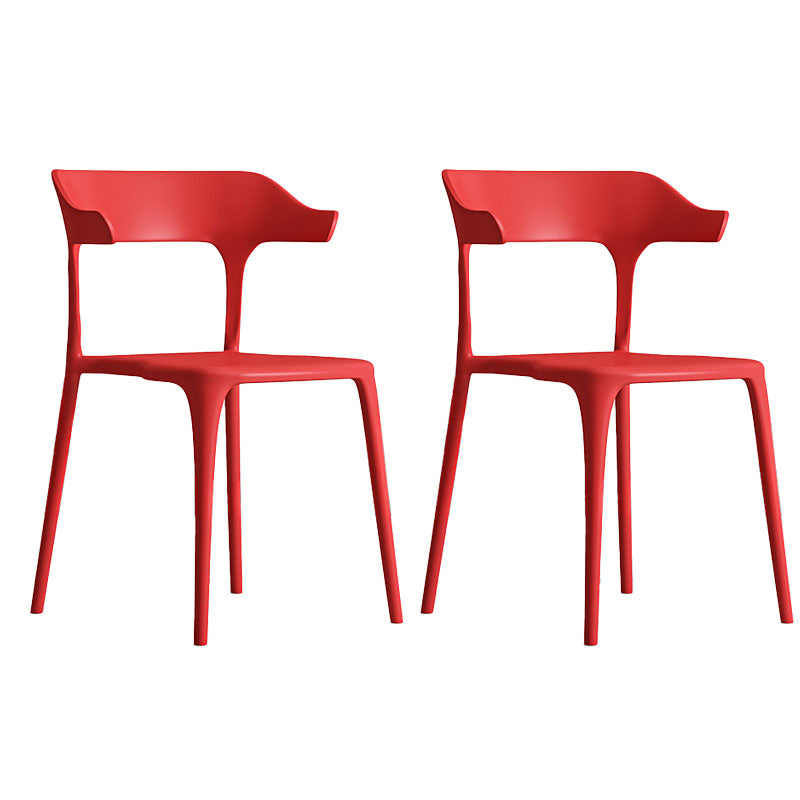 Nordic Style Plastic Dining Chairs Open Back Dining Side Chair for Home Use Red 2 Piece Set Clearhalo ' kitchen&dining_furn' 'Dining Chairs' 'Dining Tables & Seating' 'dining_chair' 'furn' 'furn_dining_chair' 'Furniture' 'furniture_dining_chair' 'Kitchen & Dining Furniture' 'kitchen' 4622185