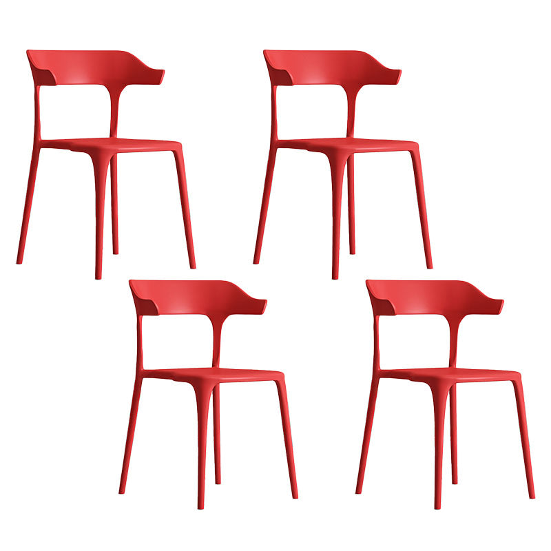 Nordic Style Plastic Dining Chairs Open Back Dining Side Chair for Home Use Red 4 Piece Set Clearhalo ' kitchen&dining_furn' 'Dining Chairs' 'Dining Tables & Seating' 'dining_chair' 'furn' 'furn_dining_chair' 'Furniture' 'furniture_dining_chair' 'Kitchen & Dining Furniture' 'kitchen' 4622186