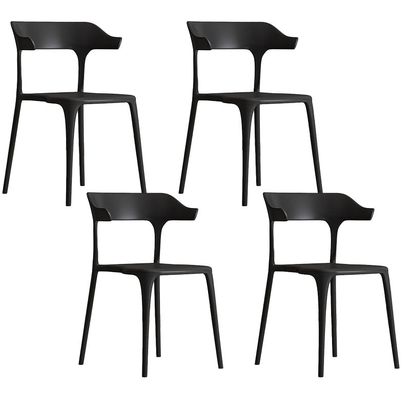 Nordic Style Plastic Dining Chairs Open Back Dining Side Chair for Home Use Black 4 Piece Set Clearhalo ' kitchen&dining_furn' 'Dining Chairs' 'Dining Tables & Seating' 'dining_chair' 'furn' 'furn_dining_chair' 'Furniture' 'furniture_dining_chair' 'Kitchen & Dining Furniture' 'kitchen' 4622192