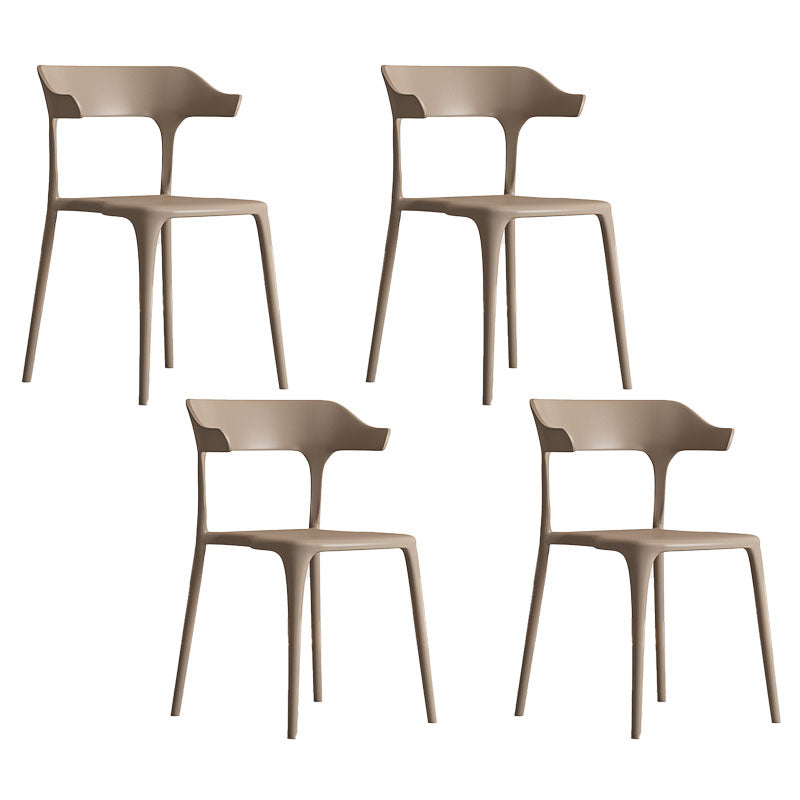 Nordic Style Plastic Dining Chairs Open Back Dining Side Chair for Home Use Khaki 4 Piece Set Clearhalo ' kitchen&dining_furn' 'Dining Chairs' 'Dining Tables & Seating' 'dining_chair' 'furn' 'furn_dining_chair' 'Furniture' 'furniture_dining_chair' 'Kitchen & Dining Furniture' 'kitchen' 4622195