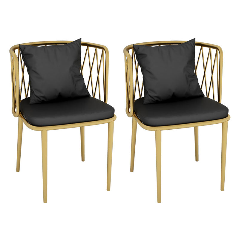 Glam Metal Dining Room Chairs Cross Back Side Chair for Restaurant Use Black 2 Piece Set Clearhalo ' kitchen&dining_furn' 'Dining Chairs' 'Dining Tables & Seating' 'dining_chair' 'furn' 'furn_dining_chair' 'Furniture' 'furniture_dining_chair' 'Kitchen & Dining Furniture' 'kitchen' 4622234