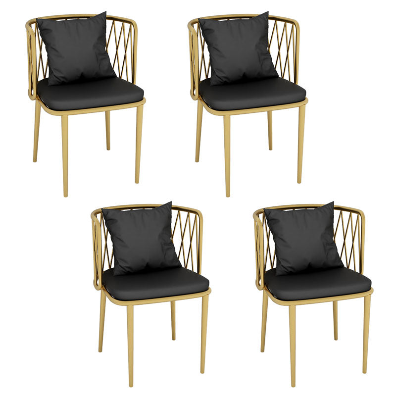 Glam Metal Dining Room Chairs Cross Back Side Chair for Restaurant Use Black 4 Piece Set Clearhalo ' kitchen&dining_furn' 'Dining Chairs' 'Dining Tables & Seating' 'dining_chair' 'furn' 'furn_dining_chair' 'Furniture' 'furniture_dining_chair' 'Kitchen & Dining Furniture' 'kitchen' 4622237