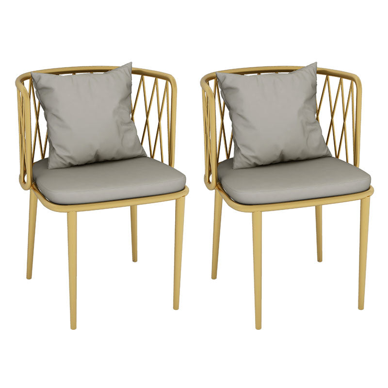 Glam Metal Dining Room Chairs Cross Back Side Chair for Restaurant Use Light Gray 2 Piece Set Clearhalo ' kitchen&dining_furn' 'Dining Chairs' 'Dining Tables & Seating' 'dining_chair' 'furn' 'furn_dining_chair' 'Furniture' 'furniture_dining_chair' 'Kitchen & Dining Furniture' 'kitchen' 4622241