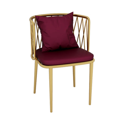 Glam Metal Dining Room Chairs Cross Back Side Chair for Restaurant Use Burgundy 1 Piece Clearhalo ' kitchen&dining_furn' 'Dining Chairs' 'Dining Tables & Seating' 'dining_chair' 'furn' 'furn_dining_chair' 'Furniture' 'furniture_dining_chair' 'Kitchen & Dining Furniture' 'kitchen' 4622245