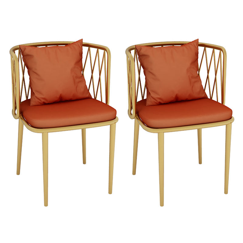 Glam Metal Dining Room Chairs Cross Back Side Chair for Restaurant Use Orange Red 2 Piece Set Clearhalo ' kitchen&dining_furn' 'Dining Chairs' 'Dining Tables & Seating' 'dining_chair' 'furn' 'furn_dining_chair' 'Furniture' 'furniture_dining_chair' 'Kitchen & Dining Furniture' 'kitchen' 4622250
