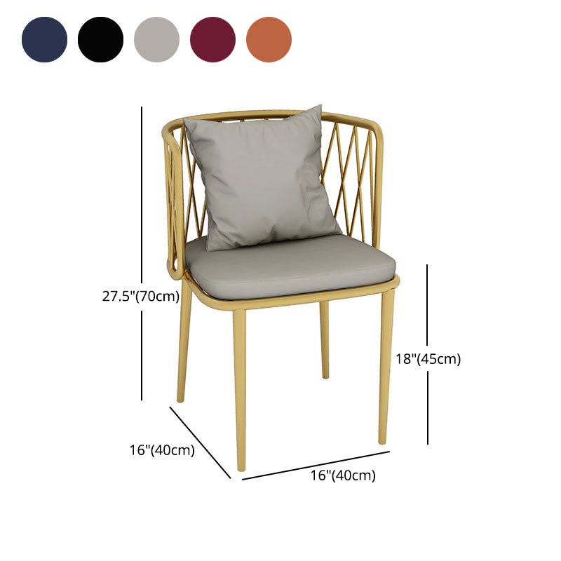 Glam Metal Dining Room Chairs Cross Back Side Chair for Restaurant Use Clearhalo ' kitchen&dining_furn' 'Dining Chairs' 'Dining Tables & Seating' 'dining_chair' 'furn' 'furn_dining_chair' 'Furniture' 'furniture_dining_chair' 'Kitchen & Dining Furniture' 'kitchen' 4622252