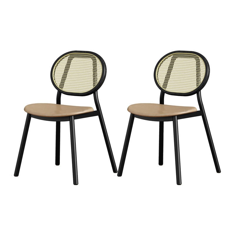 Scandinavian Open Back Dining Side Chair for Home Leather Dining Side Chair Black 2 Piece Set Clearhalo ' kitchen&dining_furn' 'Dining Chairs' 'Dining Tables & Seating' 'dining_chair' 'furn' 'furn_dining_chair' 'Furniture' 'furniture_dining_chair' 'Kitchen & Dining Furniture' 'kitchen' 4622276