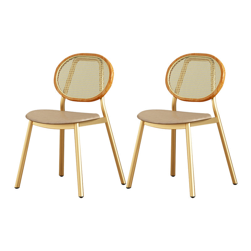 Scandinavian Open Back Dining Side Chair for Home Leather Dining Side Chair Gold 2 Piece Set Clearhalo ' kitchen&dining_furn' 'Dining Chairs' 'Dining Tables & Seating' 'dining_chair' 'furn' 'furn_dining_chair' 'Furniture' 'furniture_dining_chair' 'Kitchen & Dining Furniture' 'kitchen' 4622288