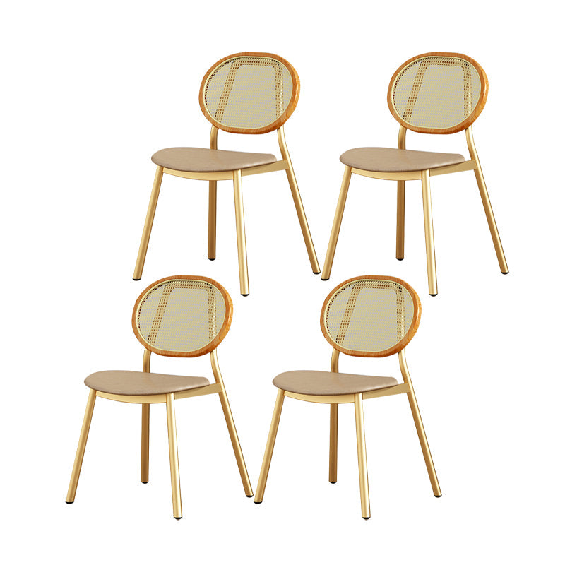 Scandinavian Open Back Dining Side Chair for Home Leather Dining Side Chair Gold 4 Piece Set Clearhalo ' kitchen&dining_furn' 'Dining Chairs' 'Dining Tables & Seating' 'dining_chair' 'furn' 'furn_dining_chair' 'Furniture' 'furniture_dining_chair' 'Kitchen & Dining Furniture' 'kitchen' 4622290