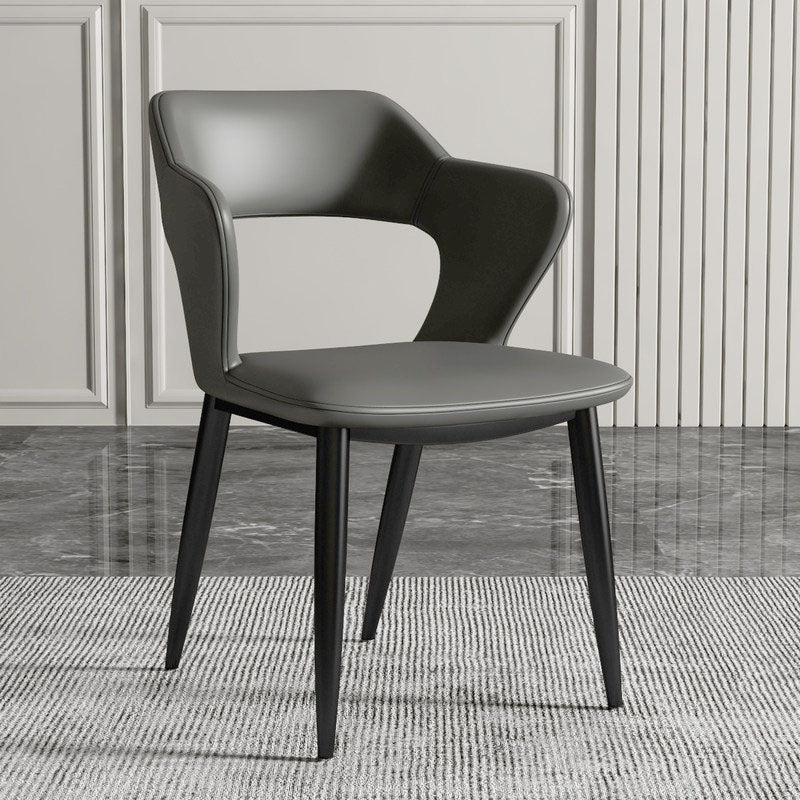 Modern Home Open Back Arm Chair Upholstered Matte Finish Dining Chair Dark Gray 1 Piece Clearhalo ' kitchen&dining_furn' 'Dining Chairs' 'Dining Tables & Seating' 'dining_chair' 'Furniture' 'furniture_dining_chair' 'Kitchen & Dining Furniture' 'kitchen' 4622296