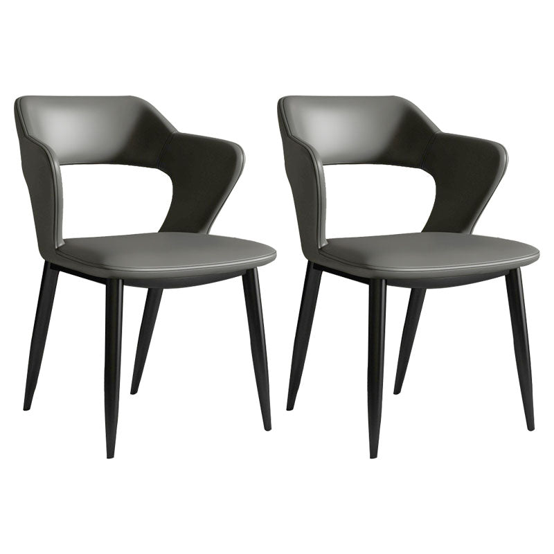 Modern Home Open Back Arm Chair Upholstered Matte Finish Dining Chair Dark Gray Set of 2 Clearhalo ' kitchen&dining_furn' 'Dining Chairs' 'Dining Tables & Seating' 'dining_chair' 'Furniture' 'furniture_dining_chair' 'Kitchen & Dining Furniture' 'kitchen' 4622297