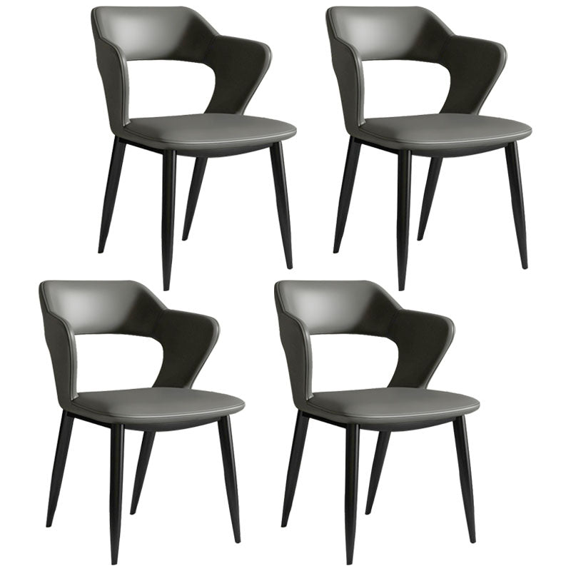Modern Home Open Back Arm Chair Upholstered Matte Finish Dining Chair Dark Gray Set of 4 Clearhalo ' kitchen&dining_furn' 'Dining Chairs' 'Dining Tables & Seating' 'dining_chair' 'Furniture' 'furniture_dining_chair' 'Kitchen & Dining Furniture' 'kitchen' 4622299