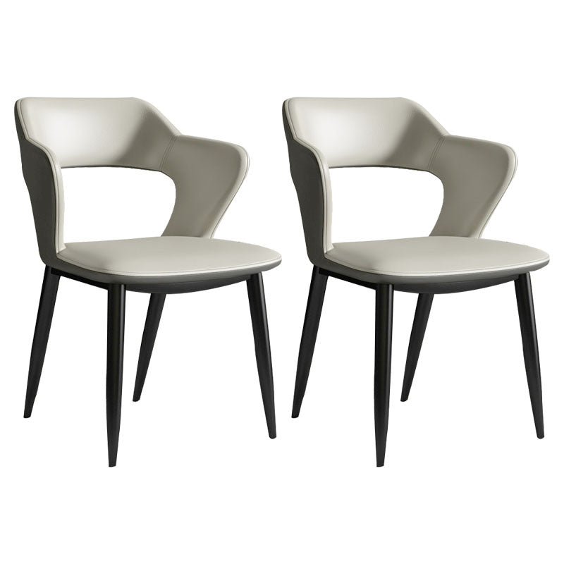 Modern Home Open Back Arm Chair Upholstered Matte Finish Dining Chair Grey Set of 2 Clearhalo ' kitchen&dining_furn' 'Dining Chairs' 'Dining Tables & Seating' 'dining_chair' 'Furniture' 'furniture_dining_chair' 'Kitchen & Dining Furniture' 'kitchen' 4622303