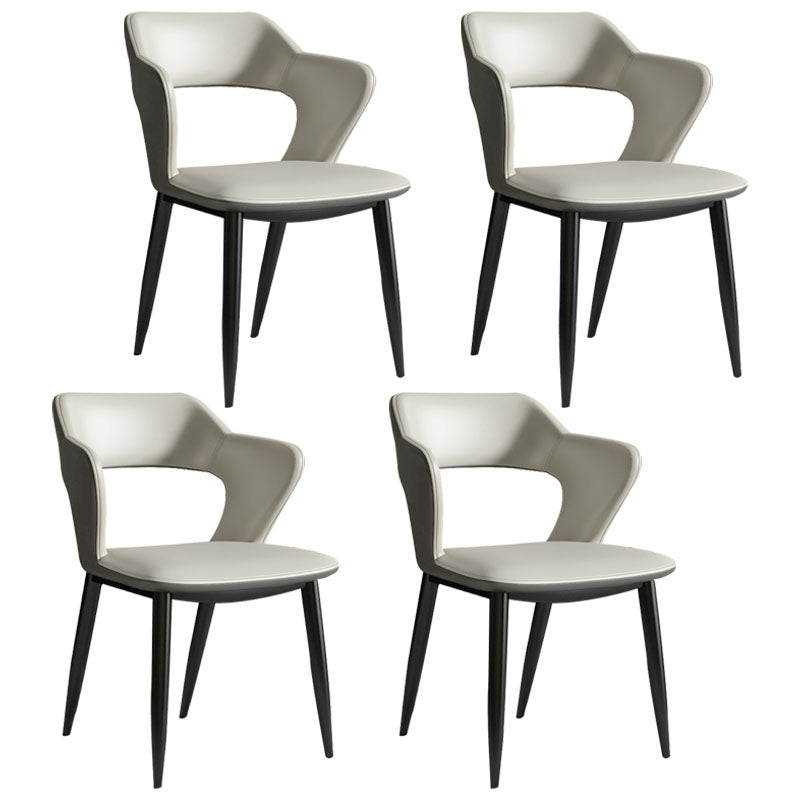 Modern Home Open Back Arm Chair Upholstered Matte Finish Dining Chair Grey Set of 4 Clearhalo ' kitchen&dining_furn' 'Dining Chairs' 'Dining Tables & Seating' 'dining_chair' 'Furniture' 'furniture_dining_chair' 'Kitchen & Dining Furniture' 'kitchen' 4622306